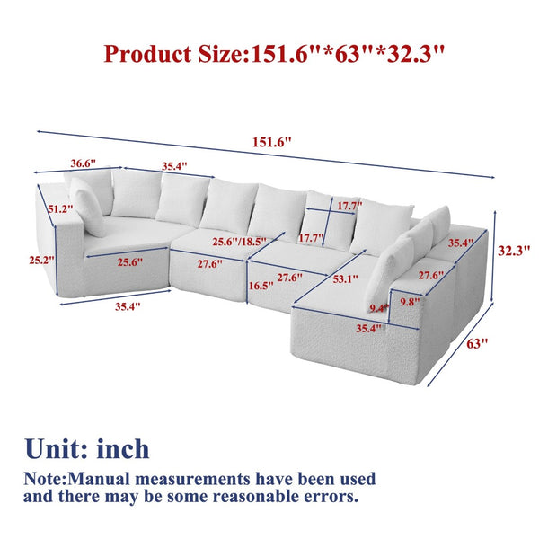 English Elm [video]151.6-inch Modular Chenille Sectional with Deep Seats and Chaise for Open Living Spaces Black W3505S00059