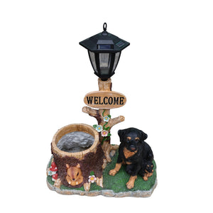 English Elm Rottweiler Mother and Puppy Sculptural Garden Planter Weatherproof Outdoor Accent W5398P464249