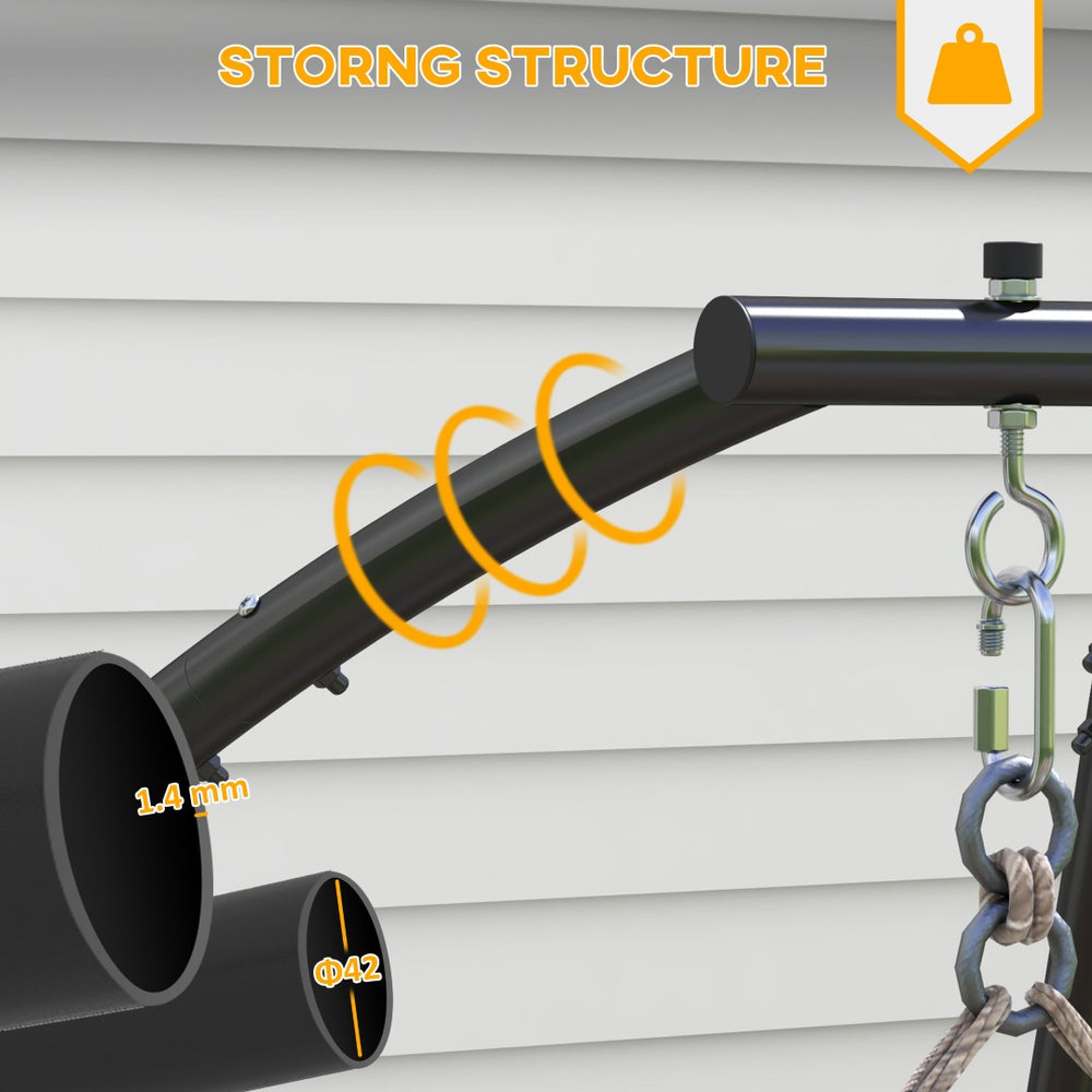 English Elm Outsunny Heavy-Duty C-Shape Hammock Chair Stand For Indoor & Outdoor Use, Easy Assembly, Black W2225P174057-GIGA