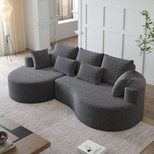 English Elm Modern Chenille Cloud Sectional with Deep Curved Seating and 7 Pillows for Living Room W834S00486