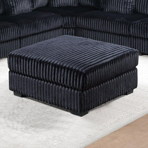 English Elm Black Jumbo Corduroy Square Ottoman Plush Modular Seating for Modern Living Rooms B011P435298