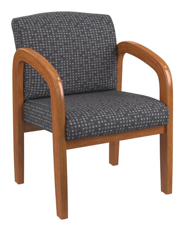 OSP Home Furnishings Medium Oak Wood Visitor Chair with Lumbar Support Taupe Upholstery for Office Waiting Ash WD380-K102