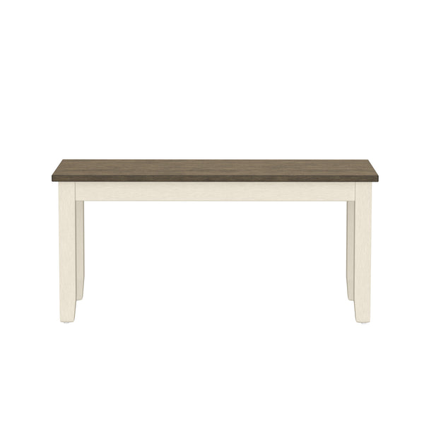 English Elm Wallace & Bay - Brown Brown And White 6 Piece Dining Table Set - Farmhouse Dogwood Bark & Blossom Finish, Easy-Care Wood, 60" Table Perfect for Family Gatherings B361P384405