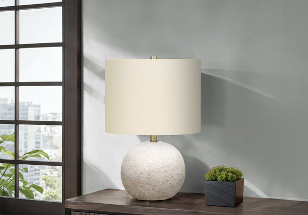 English Elm Lighting, 20" Modern Table Lamp With Grey Concrete Base & Ivory Shade – Perfect For Any Room Decor! B2710P220133