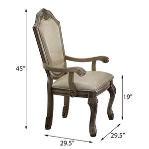 English Elm Antique Arched Back Arm Chairs Set of 2 with Welt-Trim Cushions, Queen Anne Floral Wood Legs, Cream Elegance B062P189080