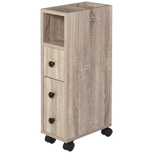 English Elm Kleankin Freestanding Bathroom Cabinet With Versatile Storage, Rolling Wheels & Modern Oak Finish W2225P229314