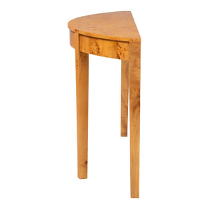 English Elm Modern Mappa Burl Veneer Demilune Console Table Entryway Accent with Tapered Legs B2750P420420
