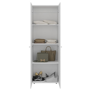 English Elm Home 2 Door Closet System Compact 66.9"H White Wardrobe with 4 Fixed Shelves for Small Spaces B070P351126
