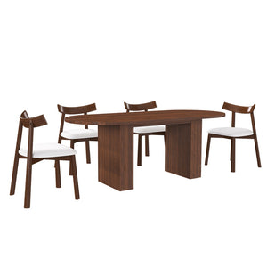 English Elm 62.9" Oval Walnut Veneer Dining Table Seats Six Modern Farmhouse Waterproof Surface W2700S00125