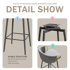 English Elm 30 Velvet Swivel Bar Chairs Set of 4 – 30" 360° Padded High Stools, Durable Metal Legs, Space-Saving Design Black,Grey W1727S00019