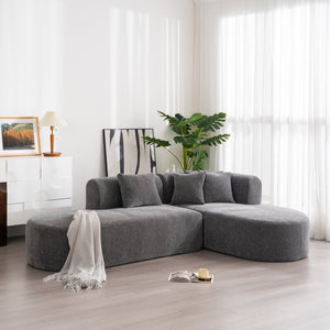 English Elm Christopher Knight Home® - Mirod Sectional Sofa with Chenille Upholstery, Tufted Curved Corner Design, Plush Foam & Springs Grey N760S0000039E