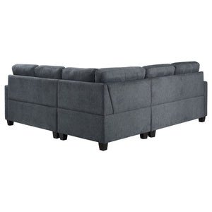 English Elm Creston Three Piece Fabric Sectional Sofa with Tufted Back and Track Arms Steel Gray B062S01530