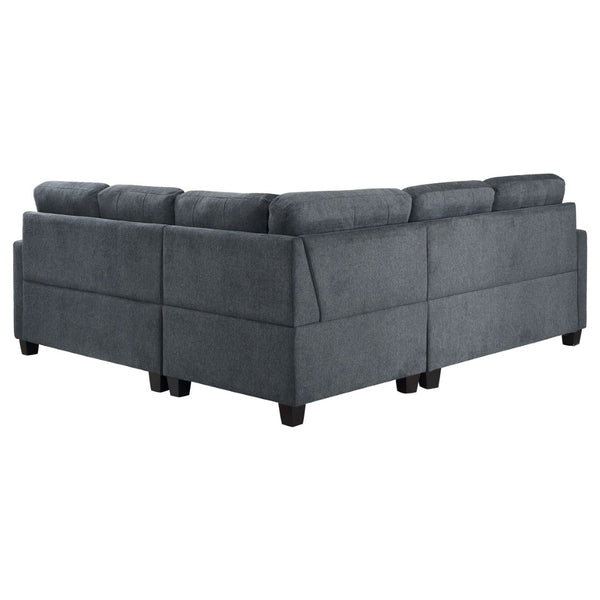 English Elm Creston Three Piece Fabric Sectional Sofa with Tufted Back and Track Arms Steel Gray B062S01530