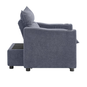 English Elm Convertible Velvet Sofa Bed 3-in-1 Loveseat Chaise 47" Sleeper with Adjustable Backrest & Cupholder W1117P265780