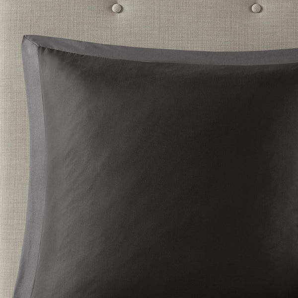 English Elm 8 Piece Embroidered Comforter Set In Dark Grey - Luxury Hotel Style Bedding For Elegant Bedrooms B035P266659