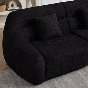 English Elm [video]123.2 Inch Chenille Modular Sectional Sofa Four Seat Cloud Cushion Living Room Black W3505S00061