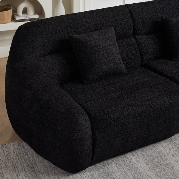 English Elm [video]123.2 Inch Chenille Modular Sectional Sofa Four Seat Cloud Cushion Living Room Black W3505S00061