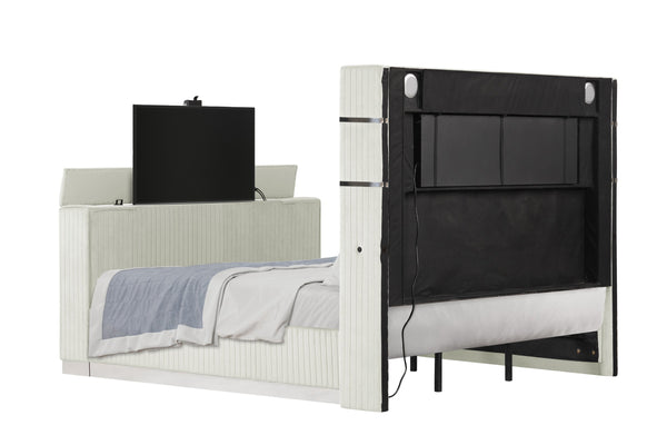 English Elm Lavish Modern 4-Piece King Bedroom Set With Fireplace Headboard, Tv Stand & Usb Nightstand Storage B009S01409