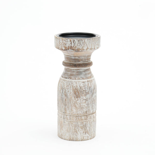 English Elm Decorative Wooden Centerpiece Candle Holder - Elegant White Stand For Timeless Charm & Ambiance B346P336844