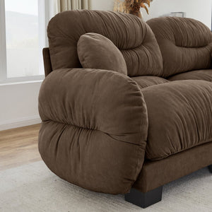 English Elm Pleated Chenille U-shape Modular Sectional Sofa with Ottomans and Ergonomic Foam Cushions Brown W5656S00063