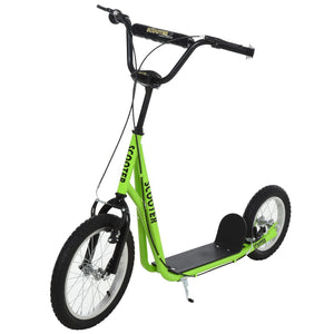 English Elm Aosom Youth Kick Scooter Steel Frame Adjustable Handlebar Inflatable Tires Dual Brake Green W2225P217069