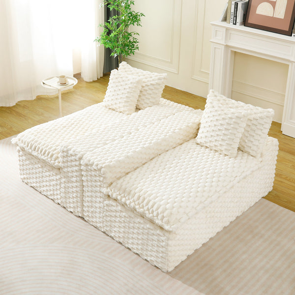 English Elm Luxury Turtle Velvet Multifunctional Sofa - Modular 4-Seater White/Green/Black/Pink, 400lb Capacity, Cozy Stylish Living Room Statement Piece W3371S00039