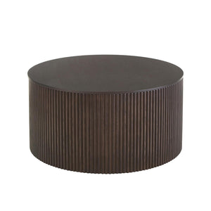 English Elm Handmade Round Coffee Table Side Table End Table, Fraxinus Mandshurica +Mdf, Smoky Color, 27.55Inch *13.77Inch