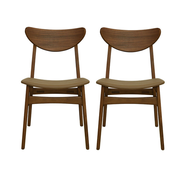 English Elm Christopher Knight Home® - DINING Chair Set of 2 Mid-Century Rubberwood Frame with PU Upholstery, Sleek Lightweight Design Brown N771P298839W