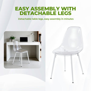 English Elm Pet Shell Dining Chairs Set of Four Clear Acrylic Modern Transparent Seating Matte White W3766P410238
