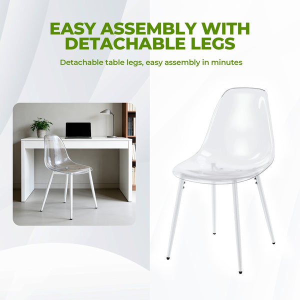 English Elm Pet Shell Dining Chairs Set of Four Clear Acrylic Modern Transparent Seating Matte White W3766P410238