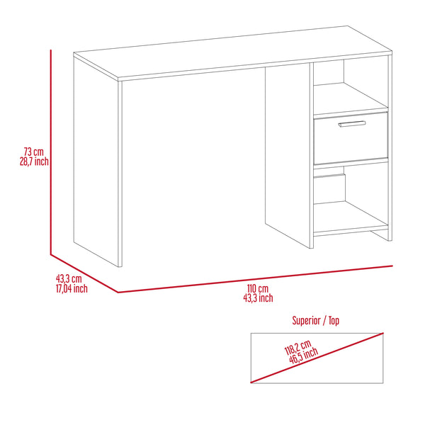 English Elm Arlington Computer Desk With Open Shelves & Drawer - Stylish, Compact Workstation For Small Spaces B128P148860
