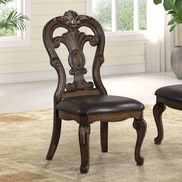 English Elm Traditional Elegant 2pc Arm Chair Set with Upholstered Seats, Ornate Corbels, Solid Rubberwood Finish Dark Brown 47 L x 23 W x 14 H B2741P407606