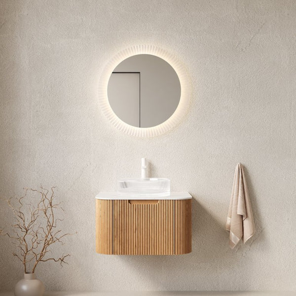 English Elm Dina Floating Bathroom Vanity with Sintered Stone Top and Crystal Glass Basin W2615S00235