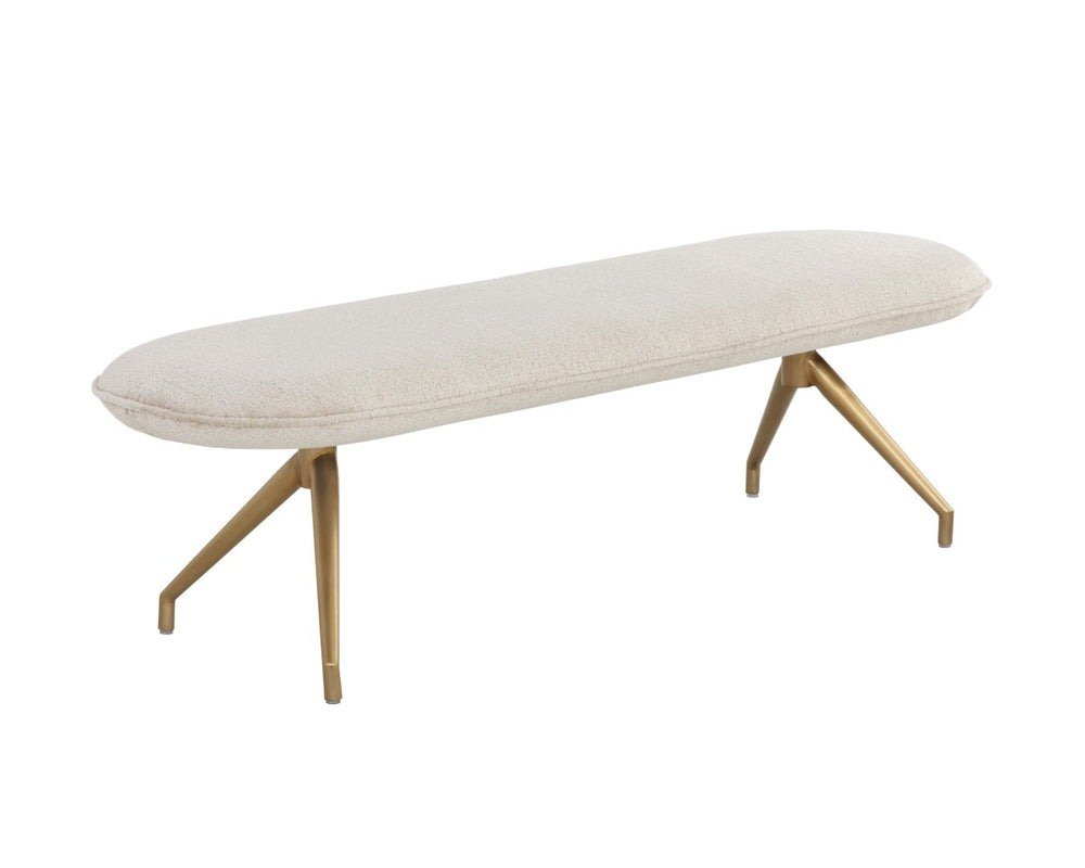 Sunpan ELOWEN Elegant Oval Bench in Bergen Taupe with Antique Brass Base for Modern Spaces & Versatile Use 108527