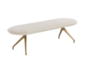 Sunpan ELOWEN Elegant Oval Bench in Bergen Taupe with Antique Brass Base for Modern Spaces & Versatile Use 108527