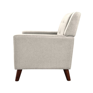 English Elm Mid-century Waffle Tufted Club Chair Solid Wood Splayed Legs Reading Lounge Accent Beige N776P379535I