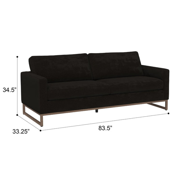 English Elm Black Contemporary Sofa Wraparound Metal Base Low Profile Minimalist Living Room B361P483236