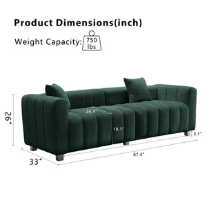 English Elm Multi-Position Sofa Modular Green with Ergonomic Cushions, Space-Saving Teddy Fabric, Durable Wood Frame W2795S00006
