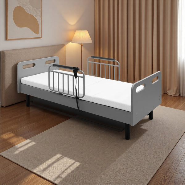 English Elm Electric Lift Bed with OKIN Motor, Memory Foam Mattress, Quiet 50,000-Cycle Frame, Fall-Safe Rails Gray,White W2699S00062