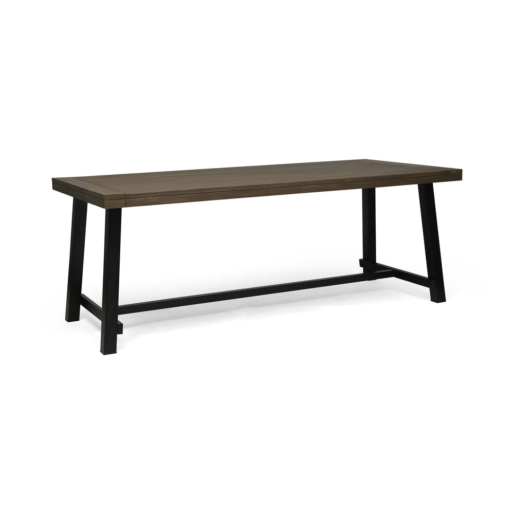 English Elm Christopher Knight Home® - Outdoor Acacia Wood Dining Table with Grey Acacia Top and Black Rustic Metal Frame, Weather-Resistant Elegance 65539.00GRY