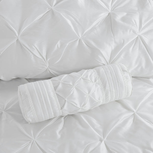 English Elm 7-piece King Pleated Tufted Comforter Set with Shams Bed Skirt Decorative Pillows B035P463184