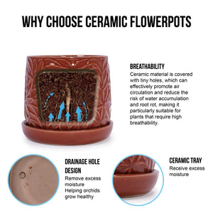 English Elm Set Of 2 Ceramic Flowerpots - 7" Stylish Red Planters For Indoor & Outdoor Plant Displays W3273P322543-GIGA