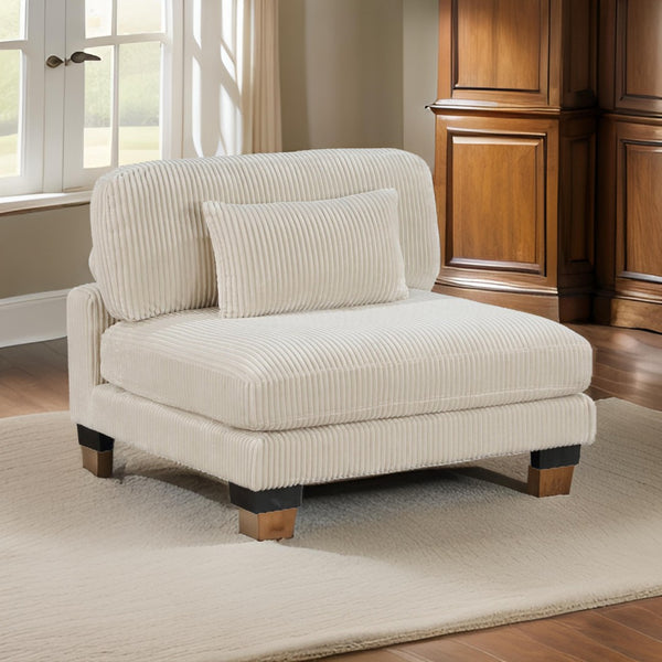 English Elm Rix Modular Armless Chair Corduroy Upholstered Channel Tufted Mid Century Sectional Seating Beige+Black B056P412615