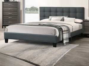 English Elm Modern Upholstered Queen Bed with Tufted Linen-Like Headboard, Slat Support, Contemporary Design Charcoal 67 L x 39 W x 5 H B011P243654