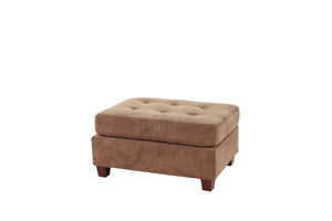 English Elm Cocktail Waffle Suede Ottoman in Truffle with Tufted Cushion, Plush 36"x26"x20" Accent Seat Hardwood Base B01152305