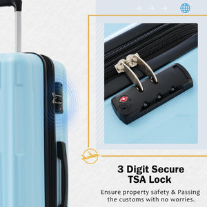 English Elm 2 Piece Abs Hard Shell Spinner Luggage Set with Tsa Lock Expandable Travel Suitcases Light Blue N732P198744N