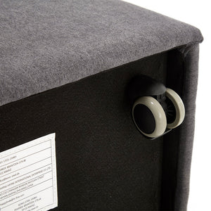 English Elm COOLMORE Swivel Rolling Dining Chair with Hidden Storage, Linen Upholstered 4-Wheel Multiuse Seat Dark Gray W1539P277680