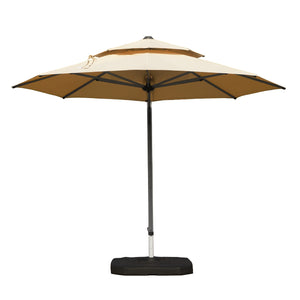 English Elm Round Cantilever Umbrella with Center Pole - 9-Rib Reinforced Aluminum Frame, 360° Pedal Rotate, Hydraulic Opening and 5-Position Tilt Adjustment for Superior Sun Protection Beige W1859P337923