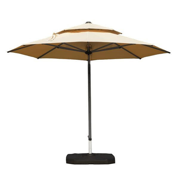 English Elm Round Cantilever Umbrella with Center Pole - 9-Rib Reinforced Aluminum Frame, 360° Pedal Rotate, Hydraulic Opening and 5-Position Tilt Adjustment for Superior Sun Protection Beige W1859P337923