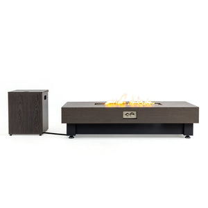 English Elm 60-INCH Modern Fire Pit Table with Stainless Steel Burner, Rain Cover, Propane Heater for Patio Gatherings Black,Walnut W3131P333699